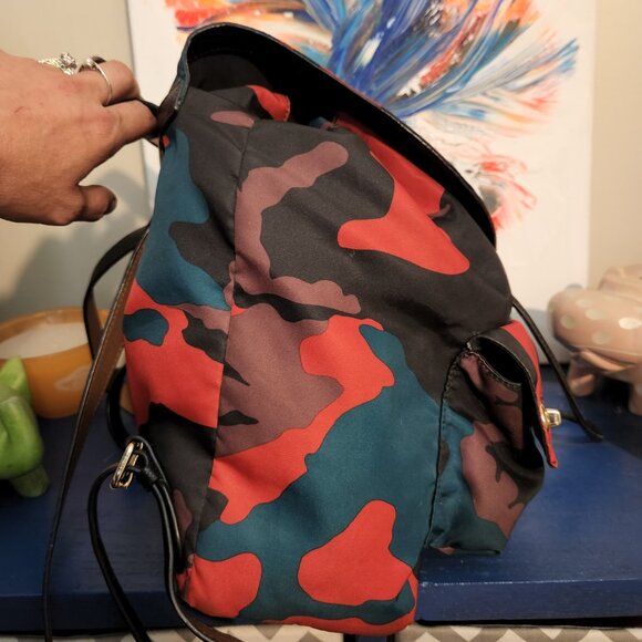 *RARE* backpack COACH pebbled leather and camo nylon drawstring bag - Picture 7 of 11